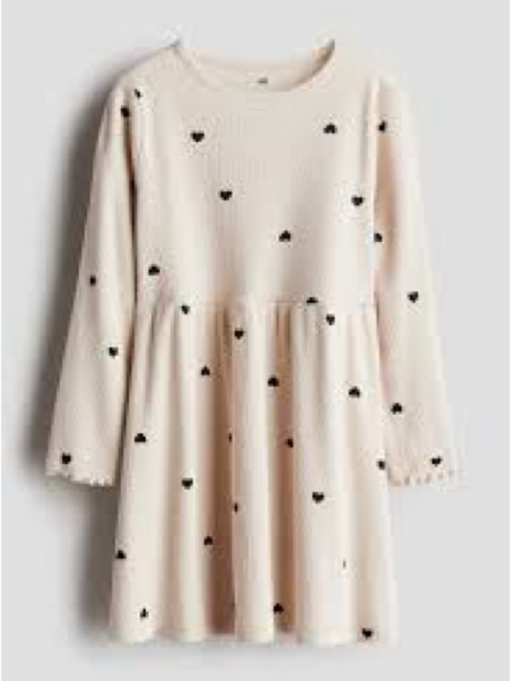 ribbed jersey dress h&m | Dresses | Hm Creamblack Hearts Size 6x7 Scoop neck at front